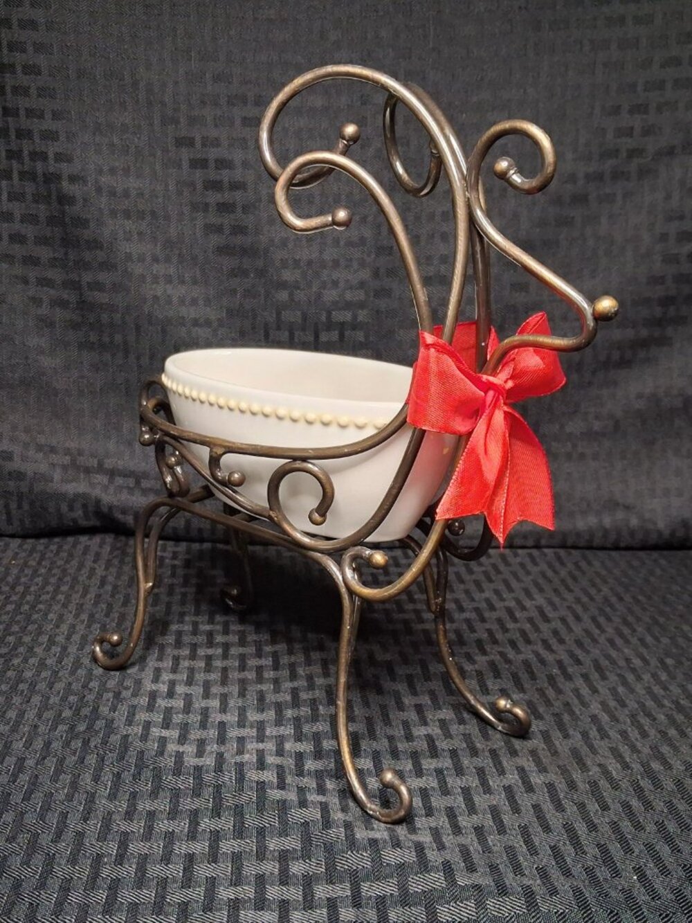 Princess House Metal Reindeer Caddy #2331 w/ceramic bowl